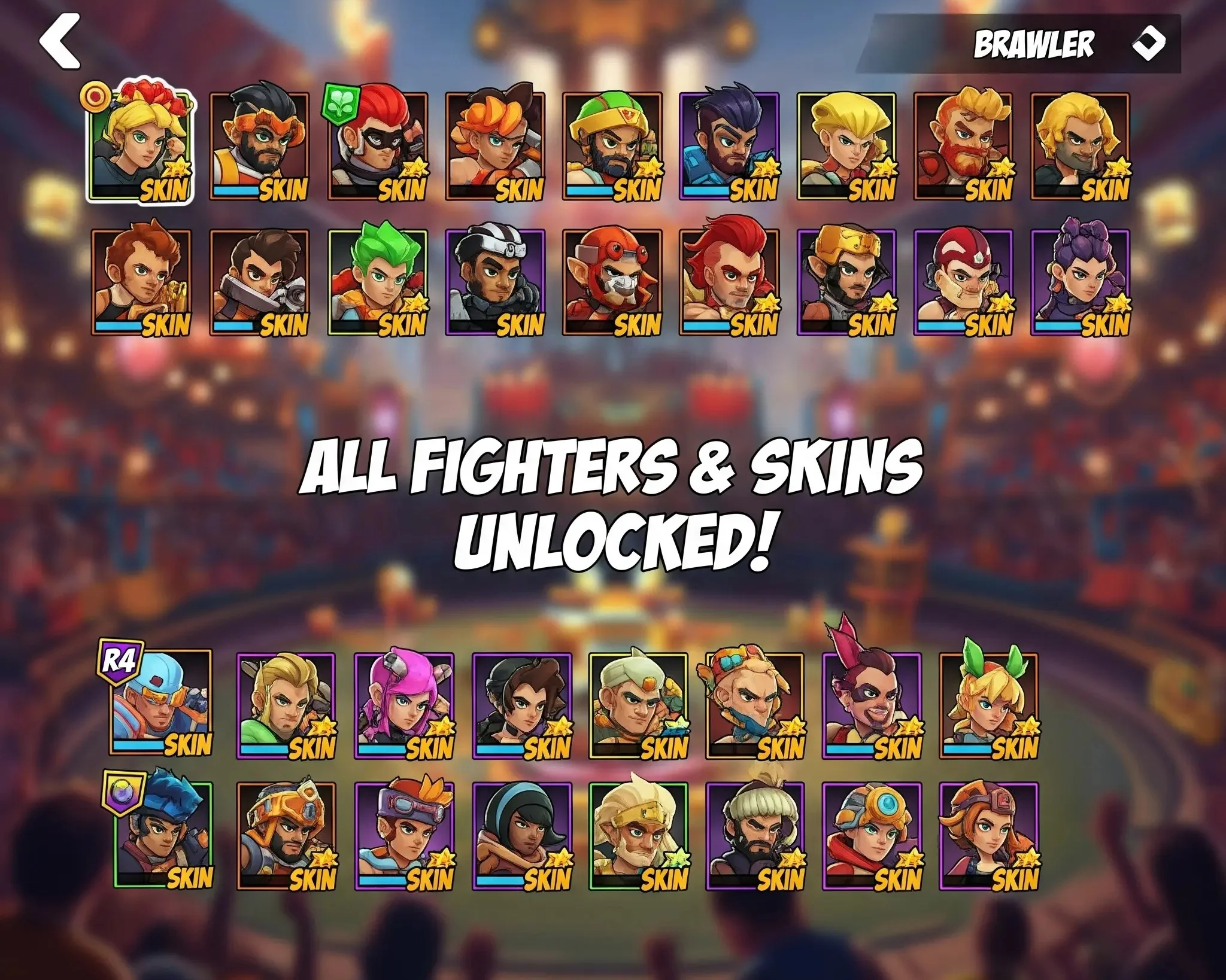 All Fighters and Skins Unlocked